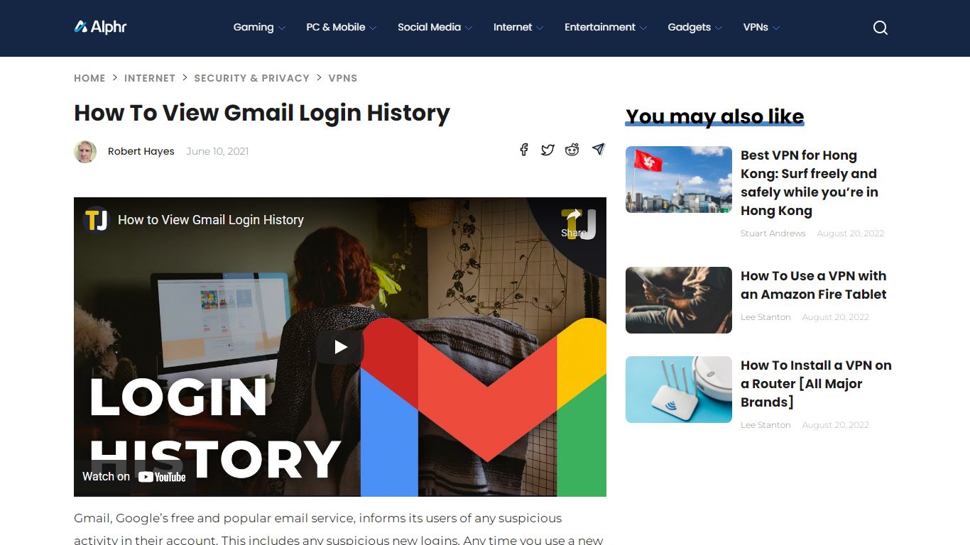 How To View Gmail Login History - Alphr